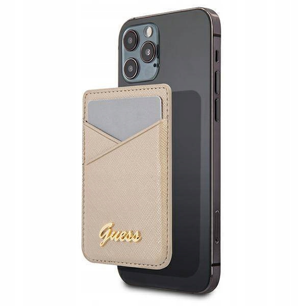 Guess Wallet Card Slot Guwmssaslgo MagSafe Saffiano zlatá/zlatá