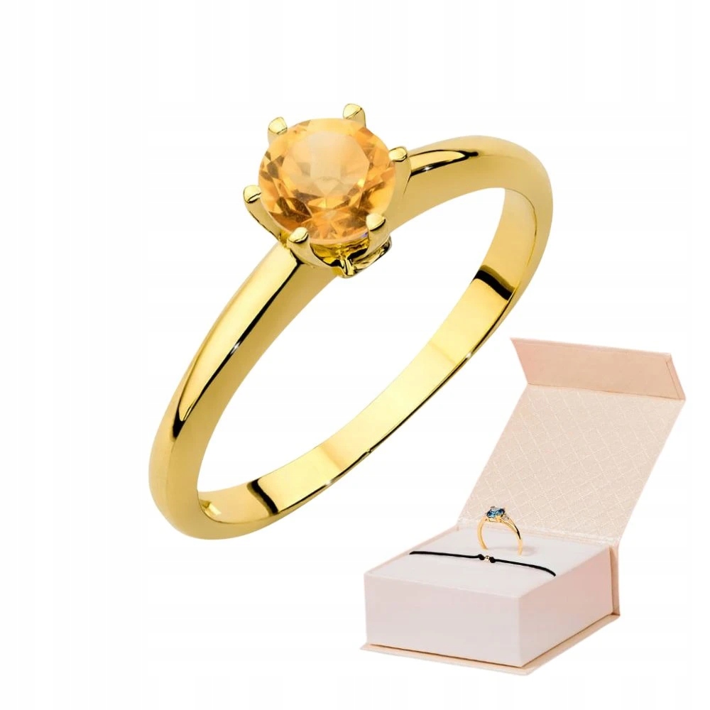 Zlatý Prstýnek S Citrínem 0,50ct Diamant Certifikát Zlatý Náramek