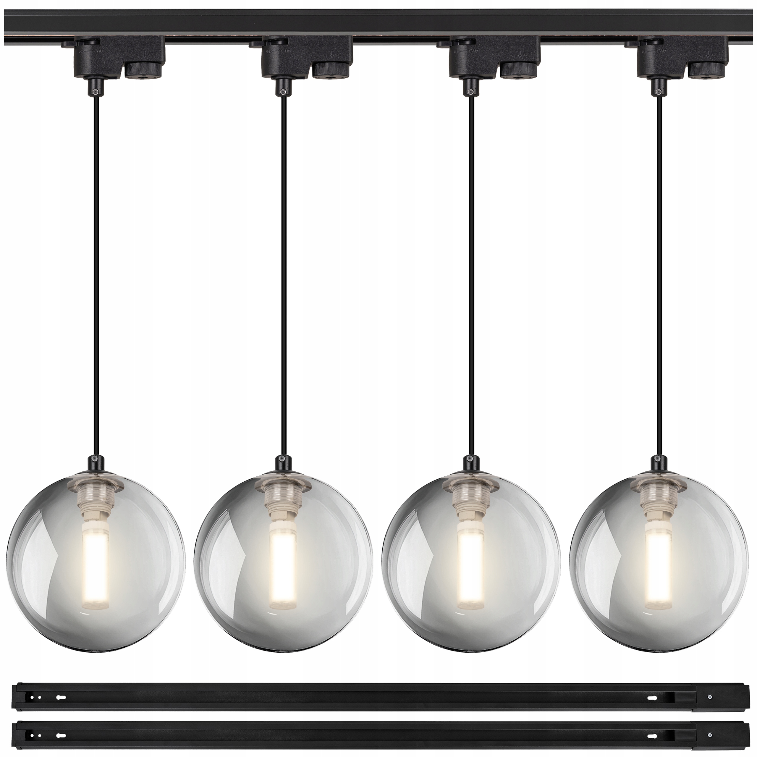 Koľajnicové osvetlenie 2x Lišta 1 m 4x lampa závesná G9 guľa Dymiona