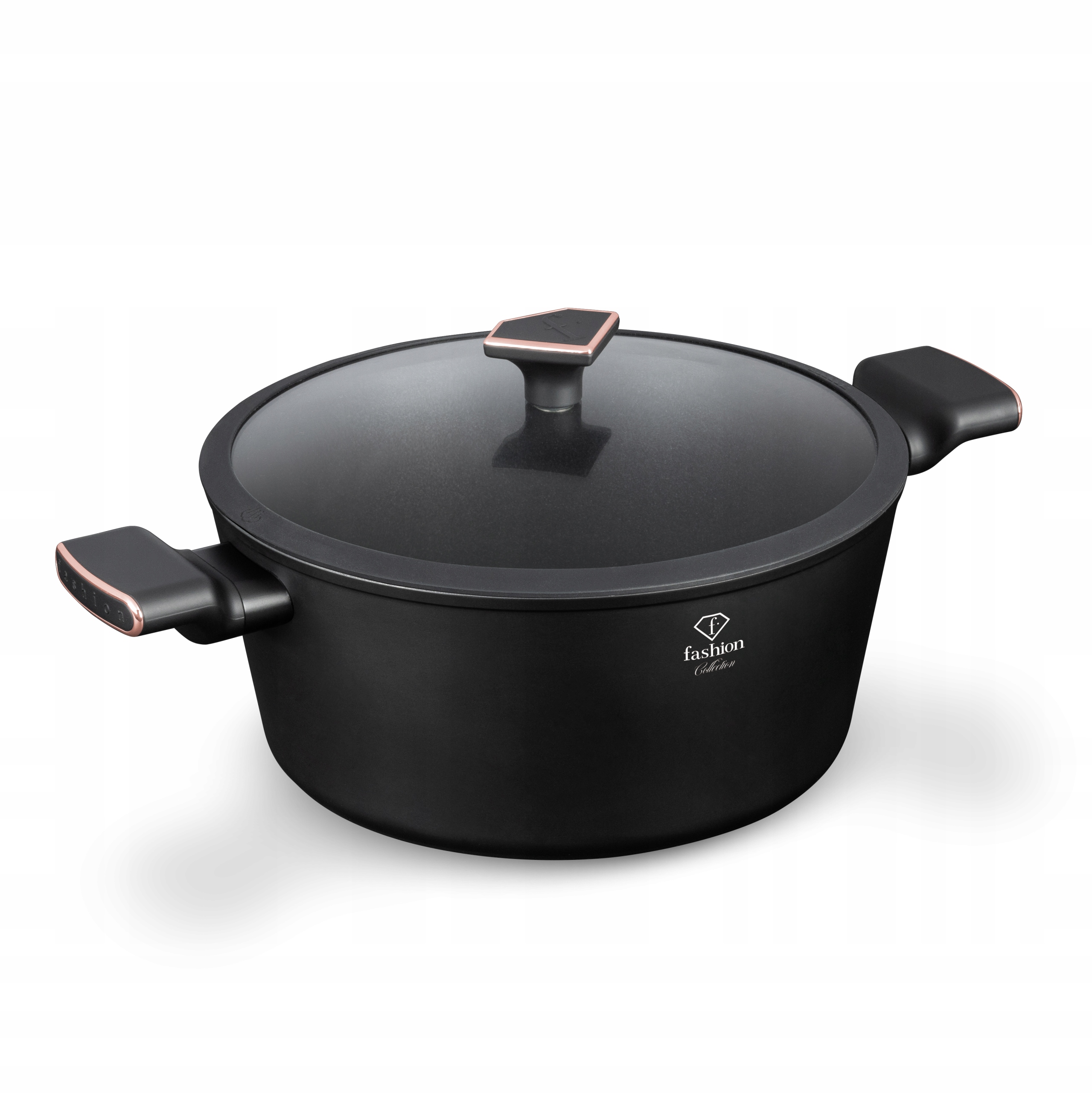 Hrniec s pokrievkou 28 cm, Fashion FTV-0039 Matte Black-Rose Gold