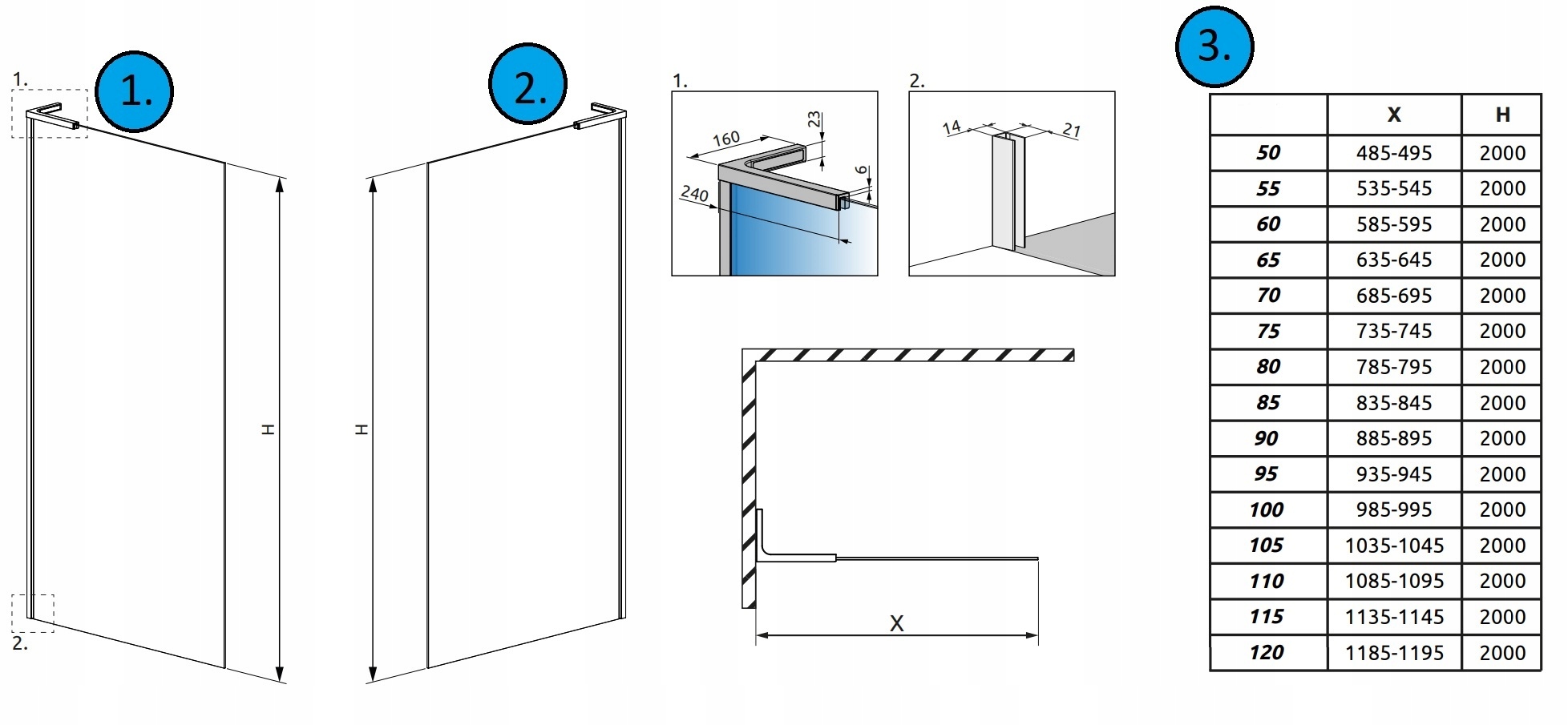 Kabina Modo SL GunMetal II 60x200 Prawa RADAWAY Grubość szkła/szyby 8 mm