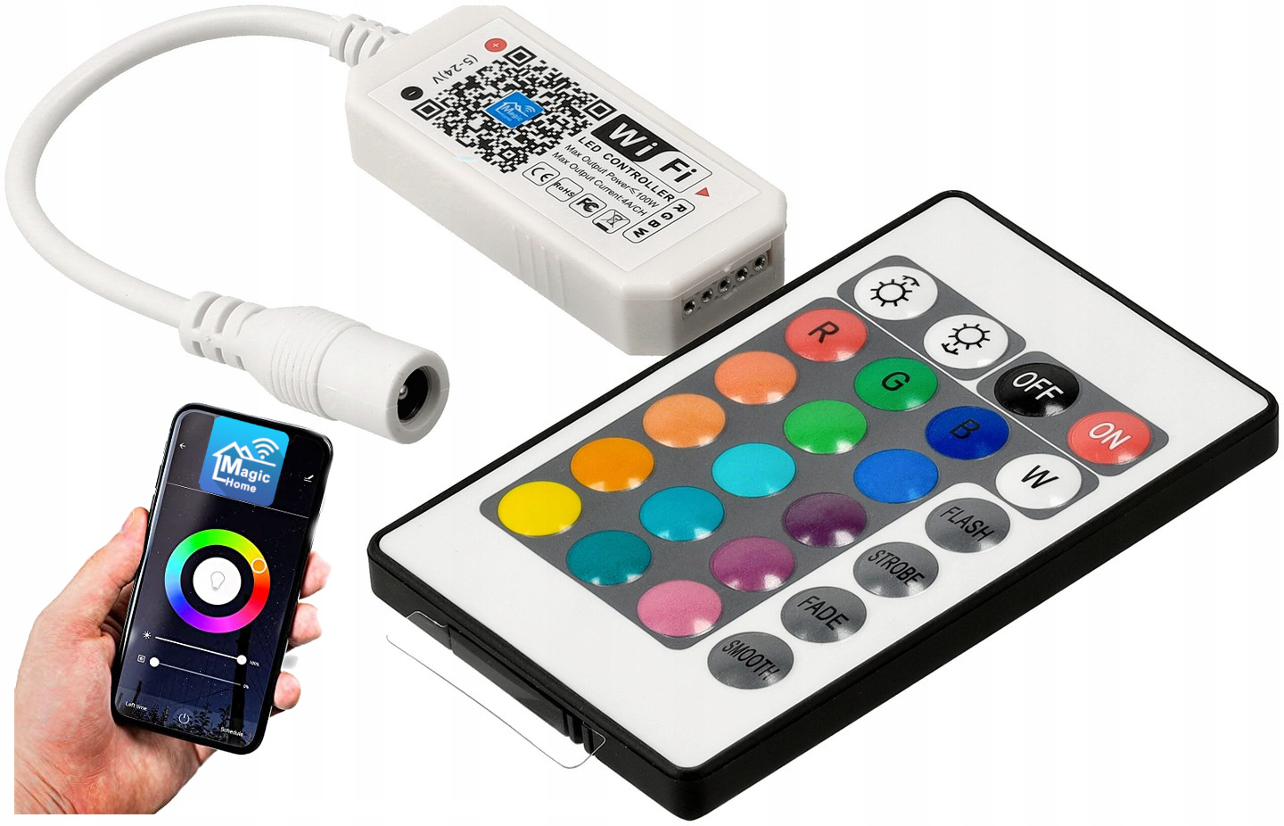 

Zestaw Rgbw Pilot+Sterownik Wifi Bluetooth Rf 144W