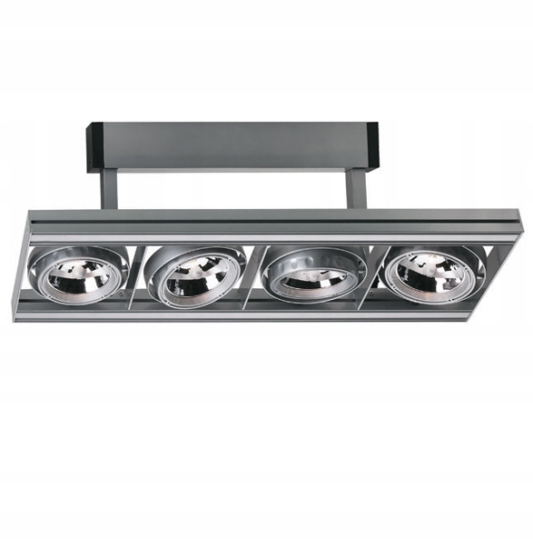 Obdĺžnikové závesné svietidlo sivé 40W/840 4xAR111 Led Flash 1S Relco