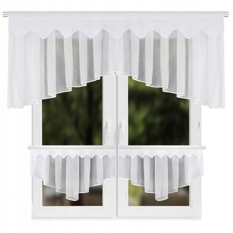 Záclona ušitá do oblouku se dvěma záclonami Záclona Kuchyňská Moda Styl L616