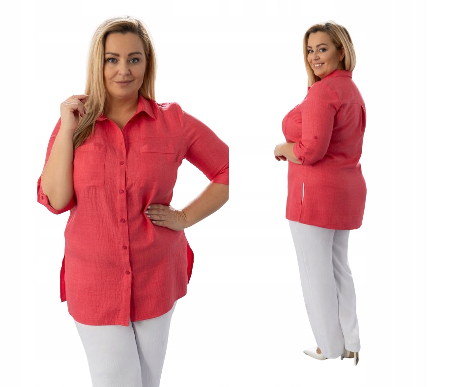 Elegantní košile Sandra v safari stylu, barva korálová, velikost 56