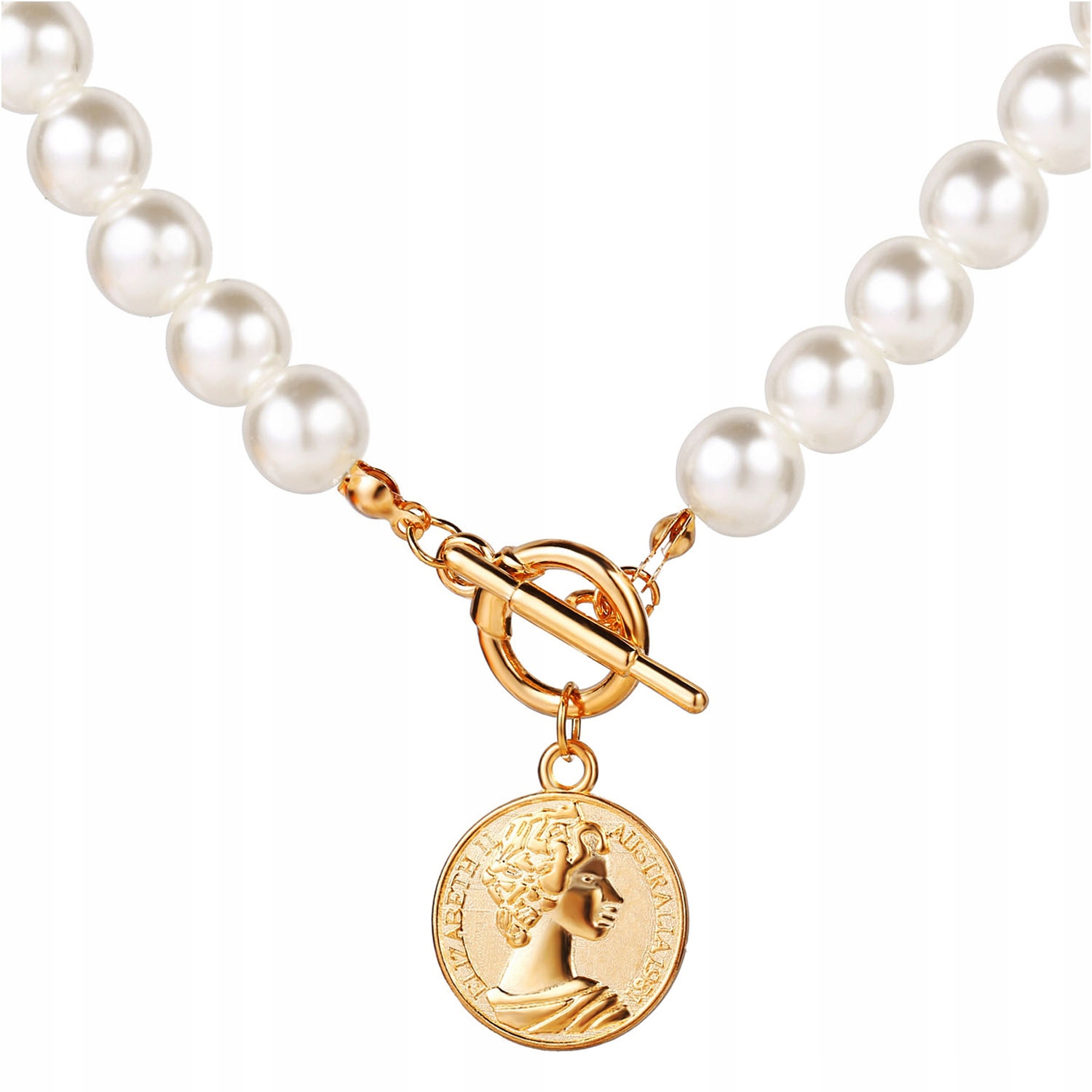 

Naszyjnik choker perły perełki biały boho złoty