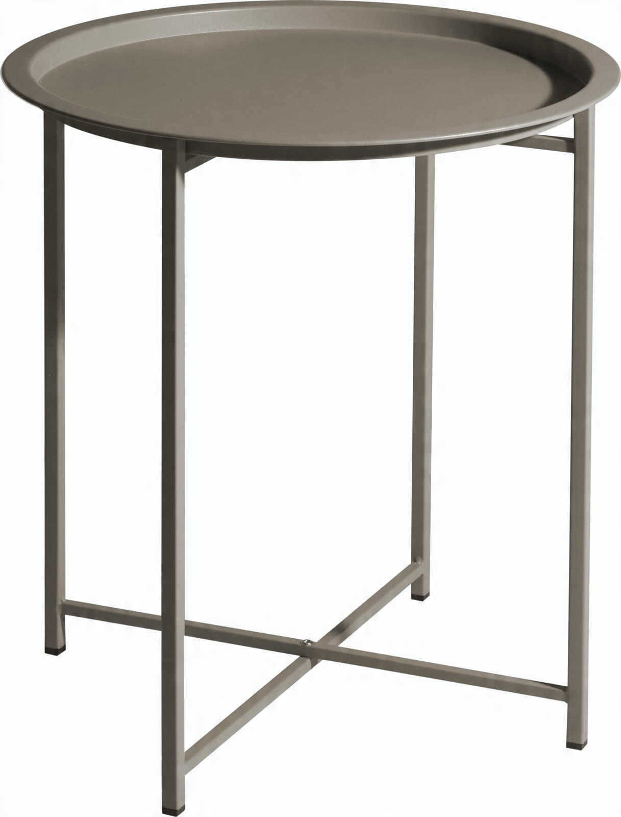 

Stolik beżowy kawowy z tacą metalowy okrągły 52 cm