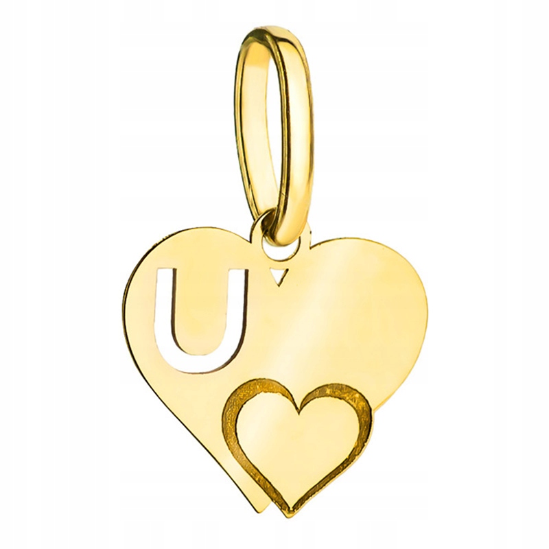 Zlatý Přívěsek Srdce s Písmenem U pr. 585 14k