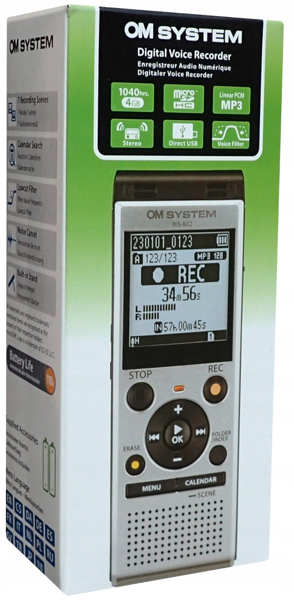 Digitálny zvukový záznamník hlasu Om System WS-882 Olympus 4 Gb
