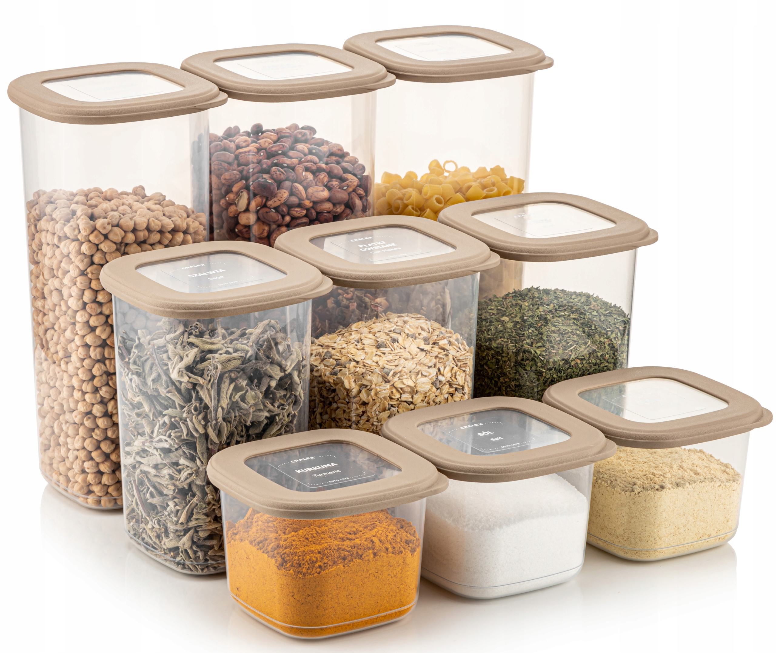 Pojemniki na żywność kwadratowe zestaw 3x550ml/3x1,2L/3x1,7L+30 etykiety B