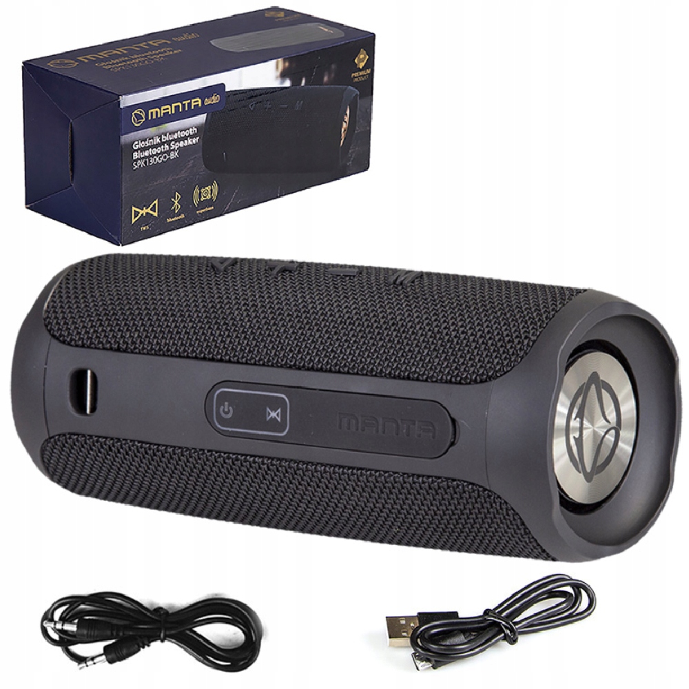GŁOŚNIK BLUETOOTH BEZPRZEWODOWY PRZENOŚNY MANTA RADIO FM AUX IPX4 TWS MP3 Komunikacja Bluetooth