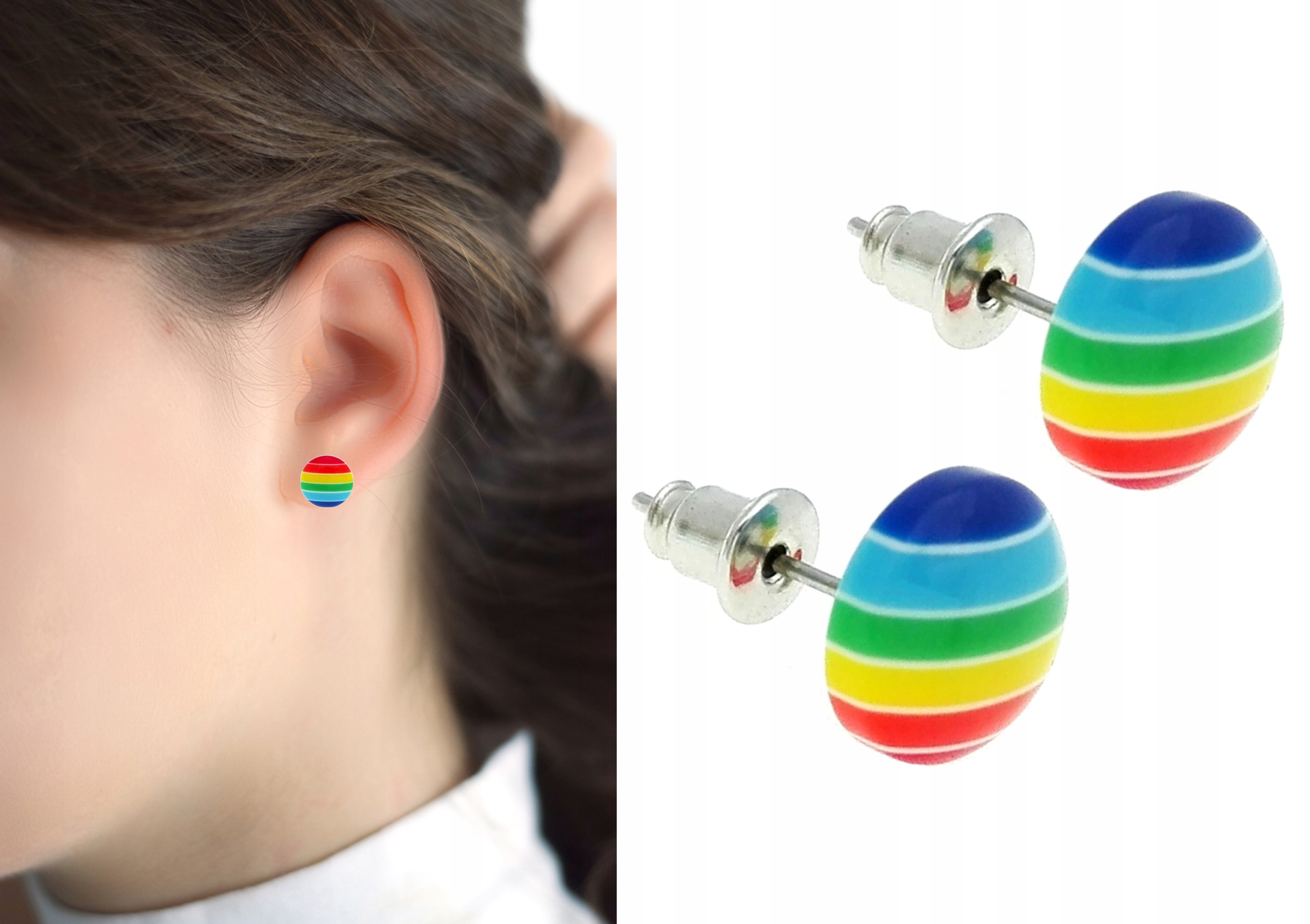 

Kolczyki koła kółka paski kolorowe koło kółko