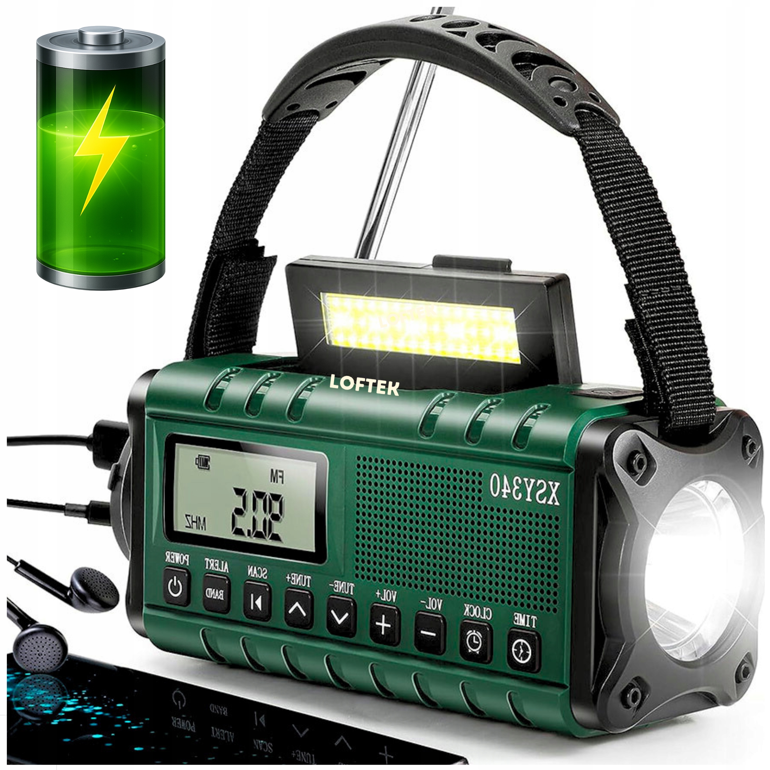 Prenosné Rádio Na Solárne Batérie Korbka Alarm Dynamo Núdzová Baterka Usb