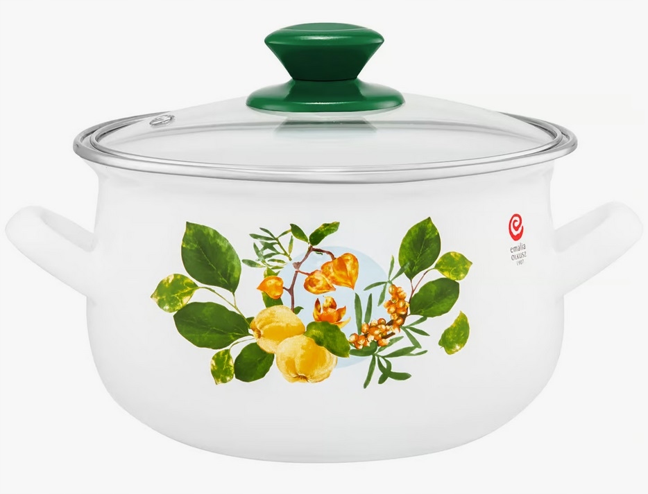 Garnek emaliowany z pokrywką Pigwa 24 cm 6 l emalia Olkusz