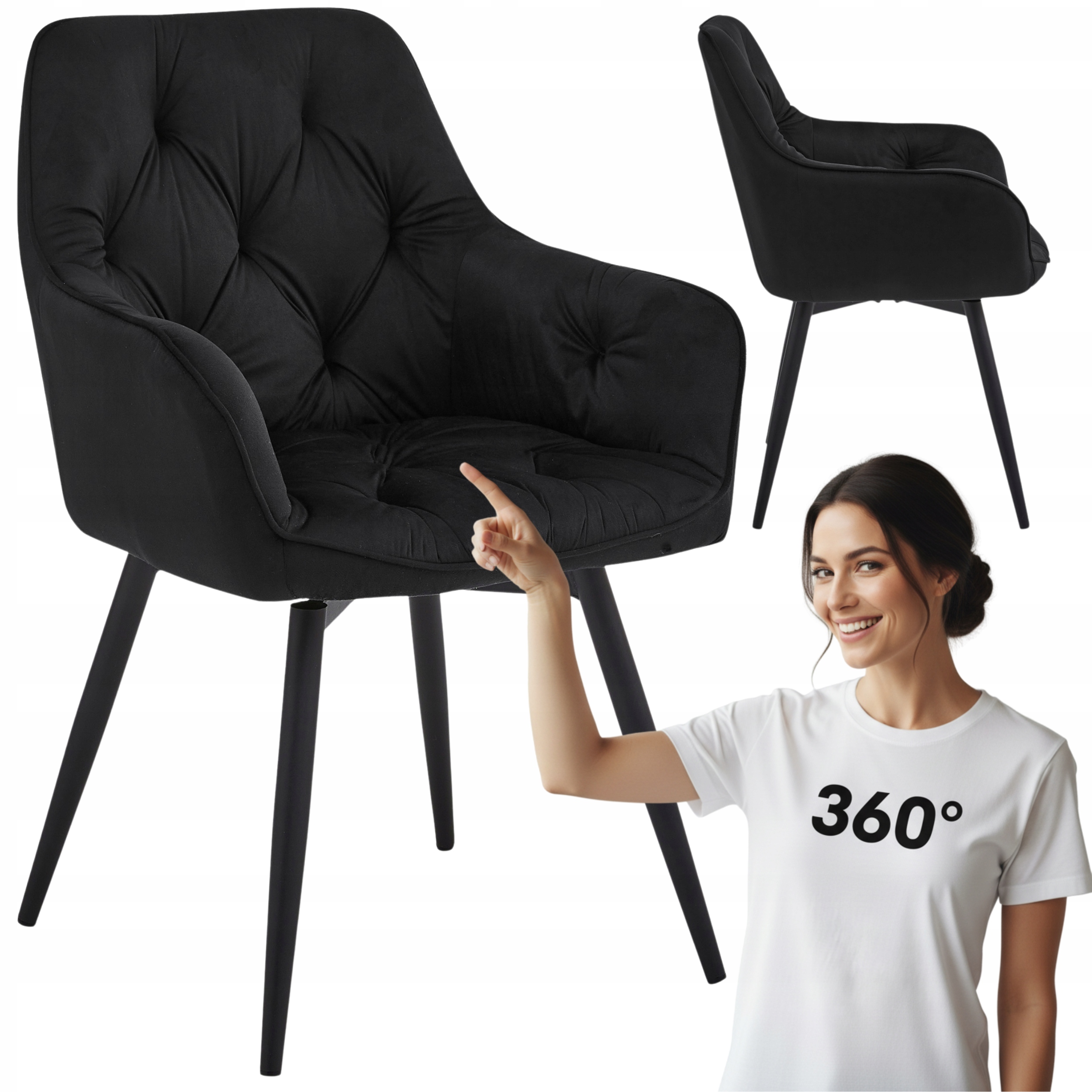 Krzesło Obrotowe Tapicerowane Welurowe Velvet Salon Jadalnia LUNA360