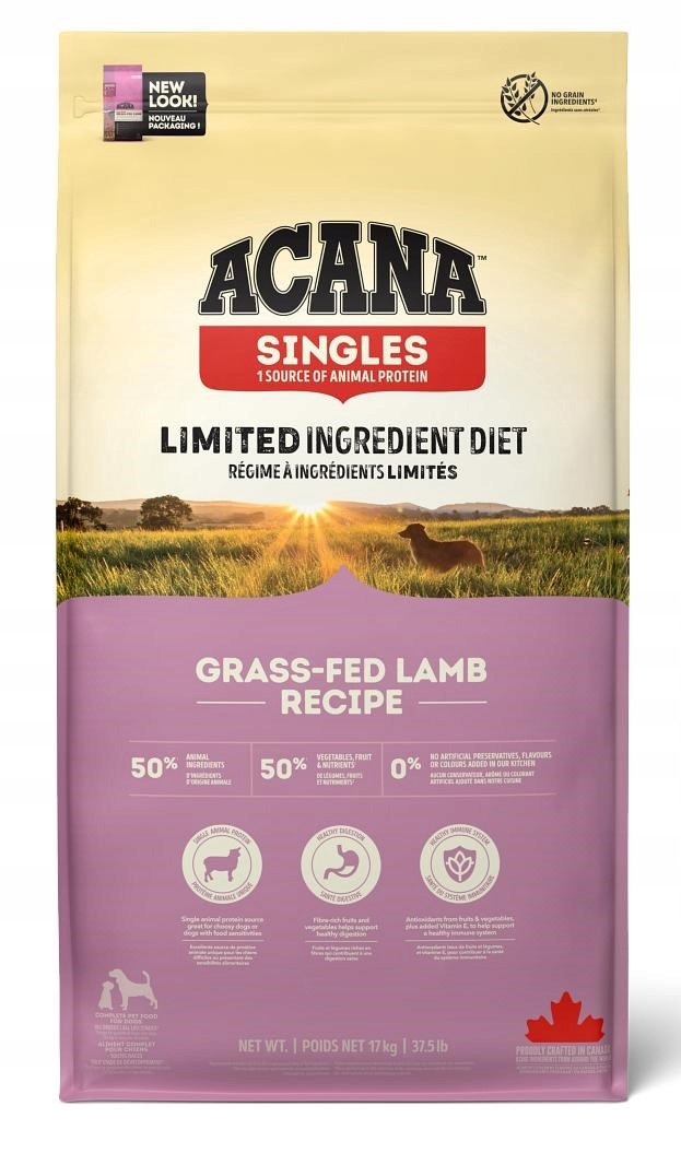 Levně Acana Singles Grass-fed Lamb suché krmivo pro psy 17 kg
