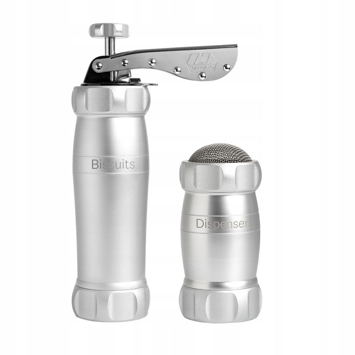 Marcato Ručný strojček na stláčanie koláčikov dávkovač posypov sada