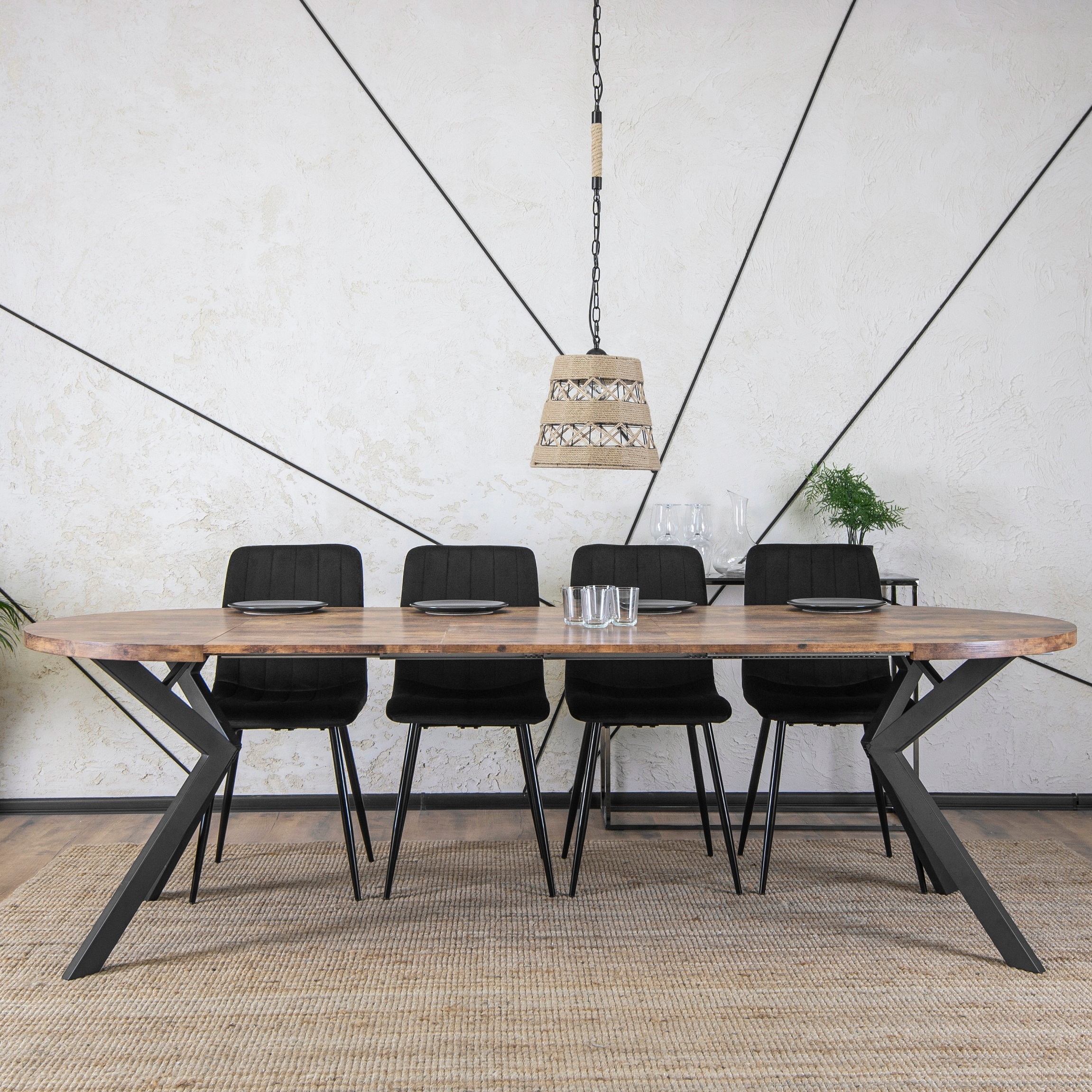 Stół Okrągły Rozkładany Nowoczesny Jadalnia Salon Loft Dąb Rustykalny LUKAS Kształt blatu okrągły