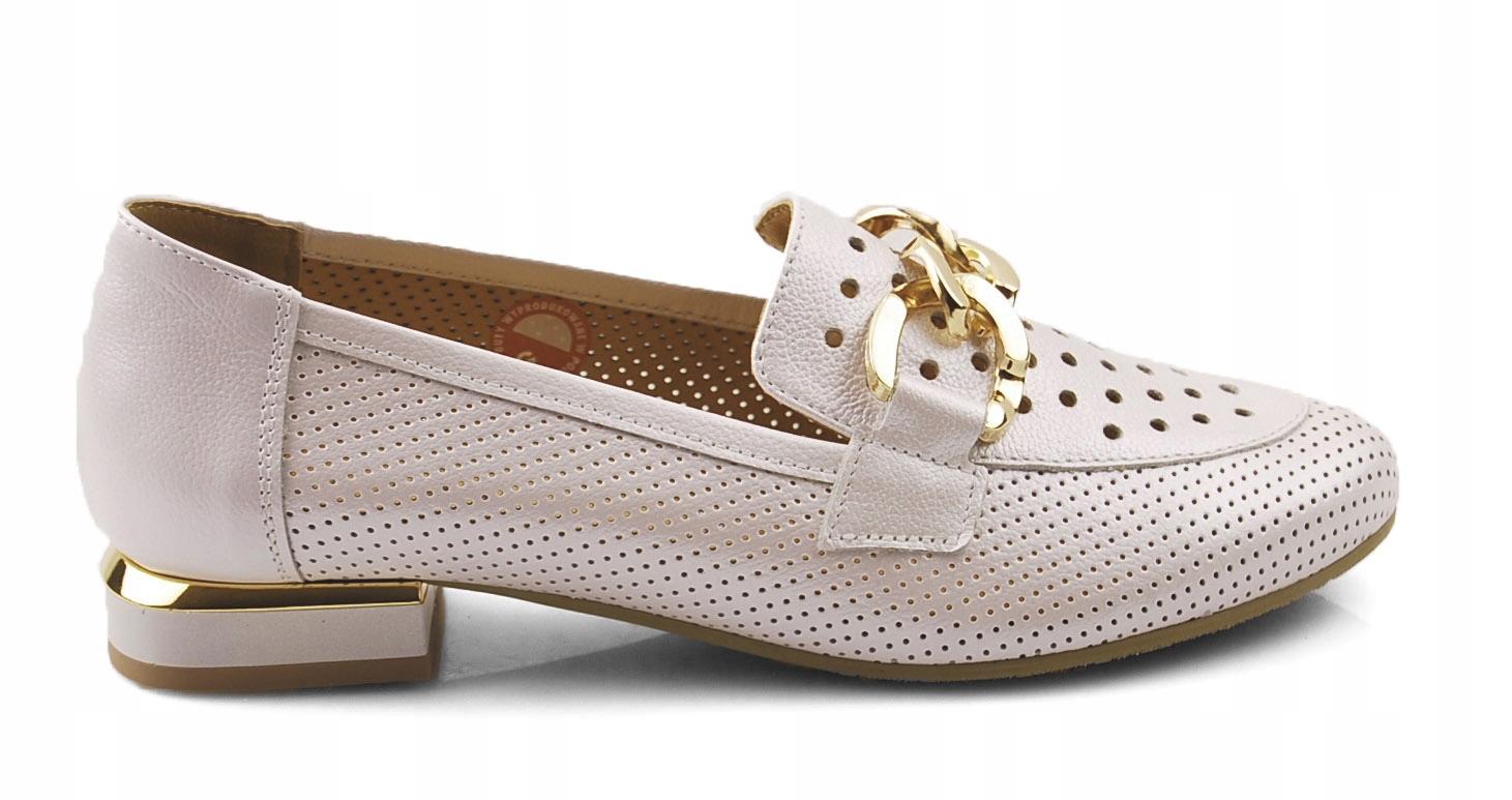 GALANT 974 PERŁOWE SKÓRZANE MOKASYNY AŻUROWE r.36 Marka Galant