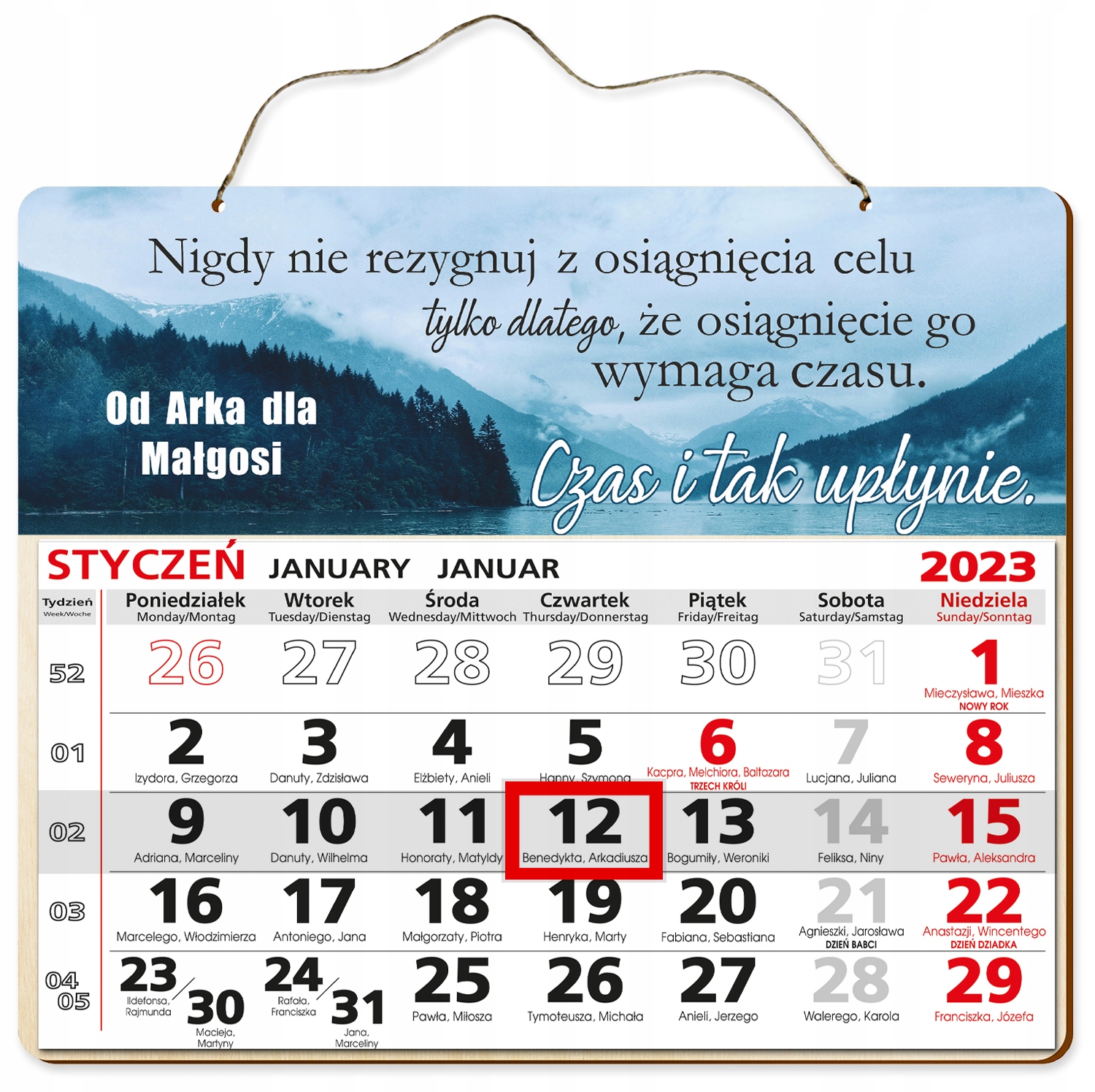 

Drewniany Kalendarz 2023 Motywacyjny