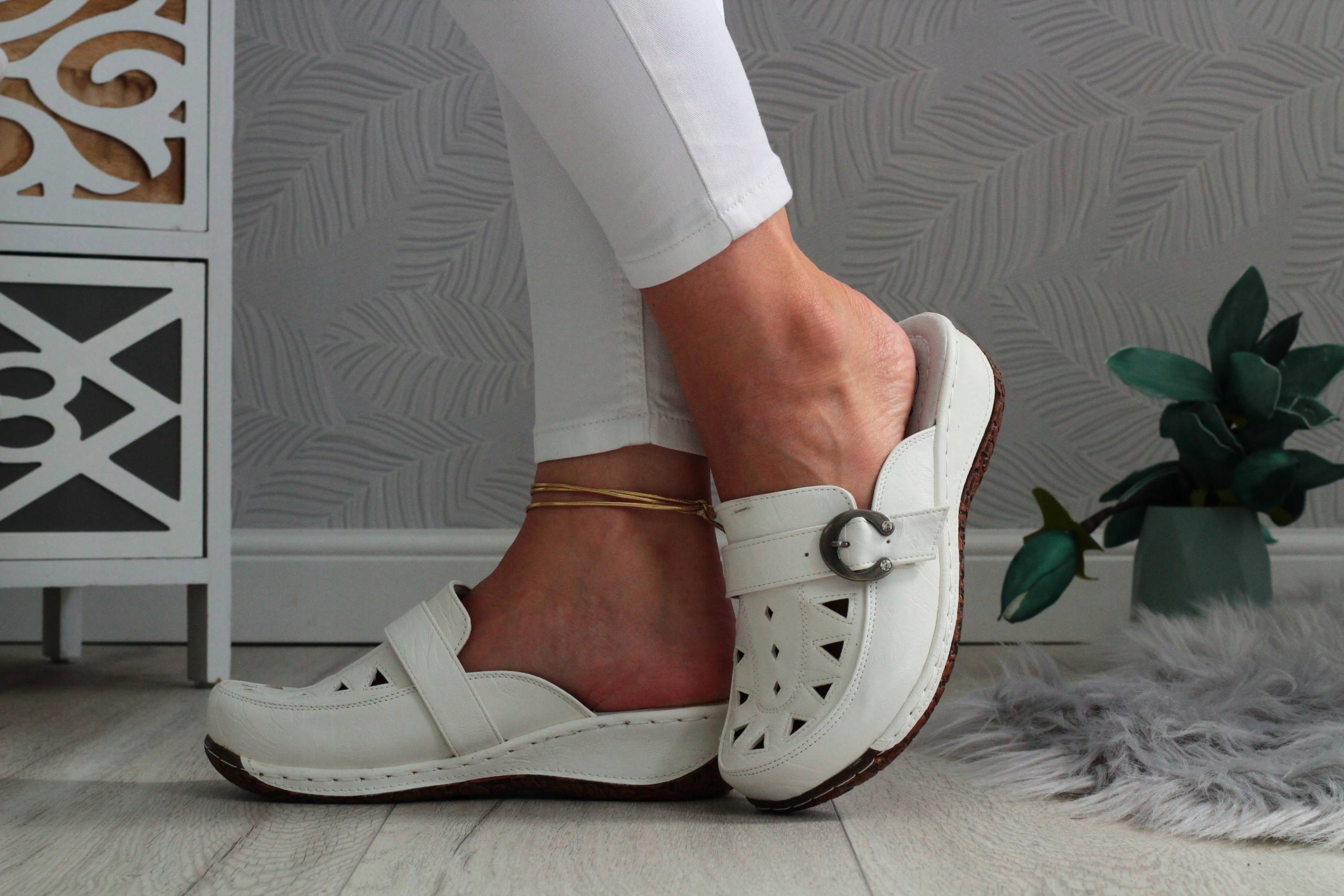 KLAPKI DAMSKIE BUTY ORTOPEDYCZNE SZYTE SKÓRA Rozmiar 37