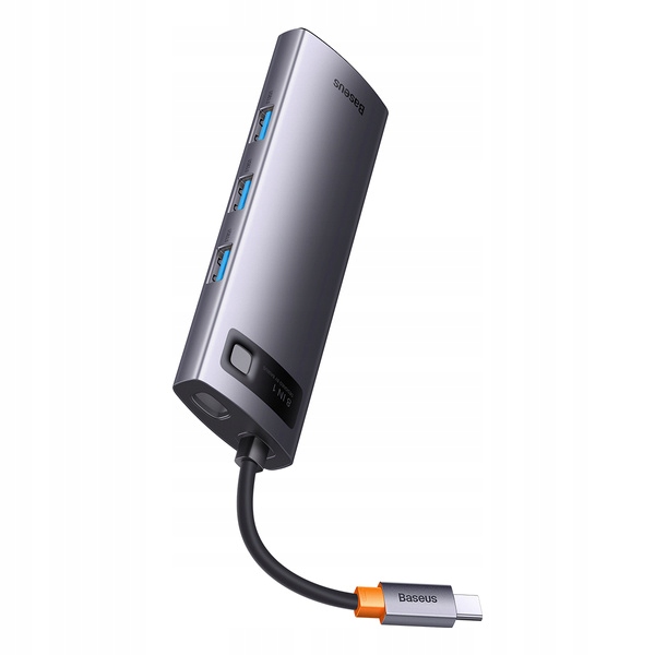 BASEUS ADAPTER HUB USB-C 8 PORTÓW, 3x USB3.1, HDMI, RJ45, SF, TF, PD 100W Kod producenta WKWG080113