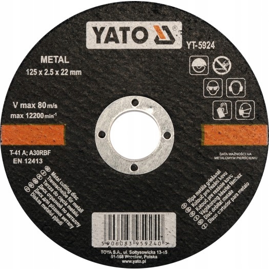 

Tarcza Do Cięcia Metalu 125x2,5x22mm YT-5924 Yato