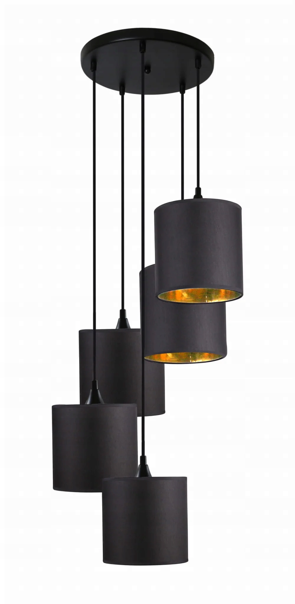 Luster Candellux Long Tanier 5x40W E14, čierny/zlatý, stmievateľný