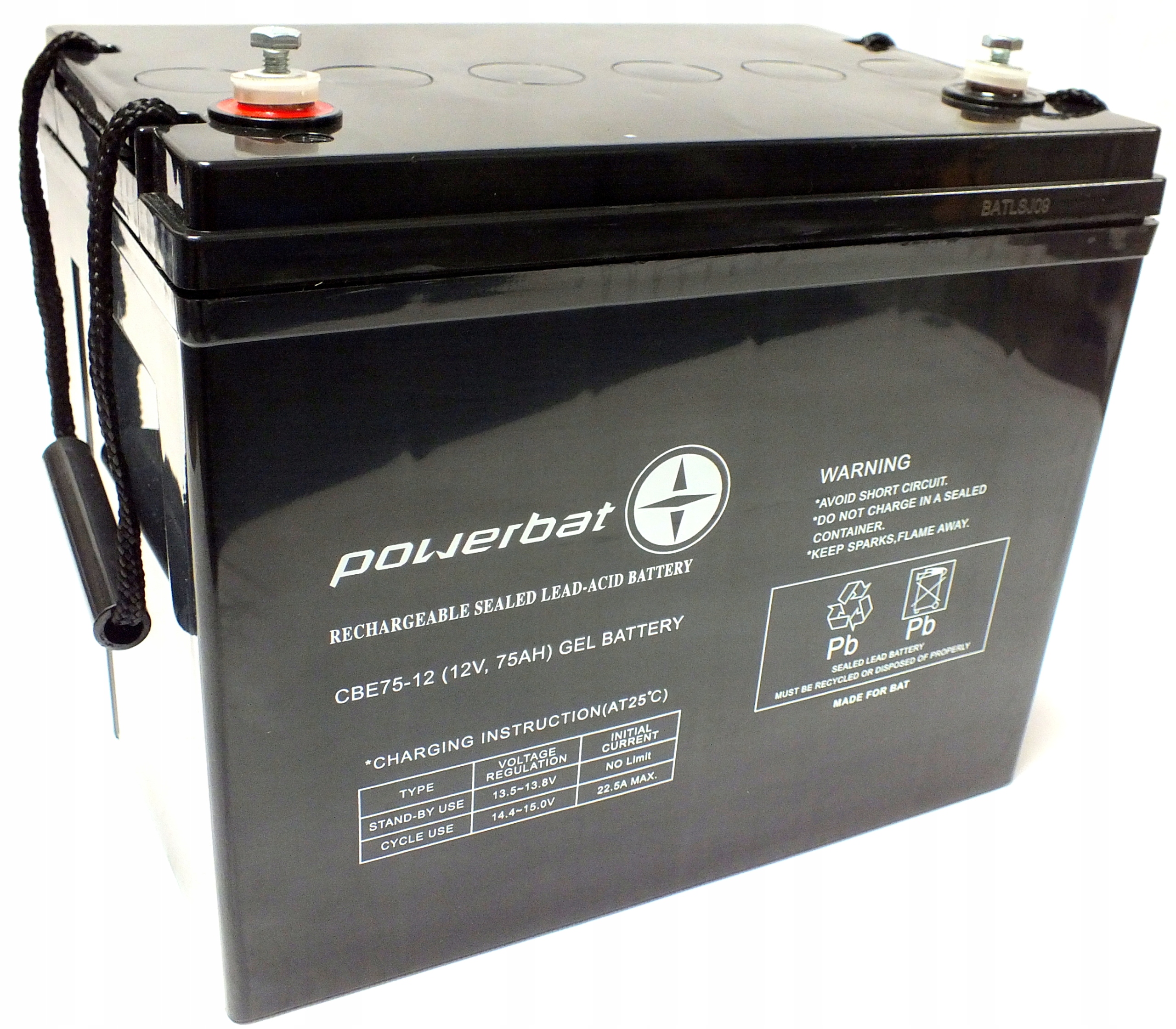 Akumulator zelowy 12V 75 Ah CBE Powerbat Part number CBE75