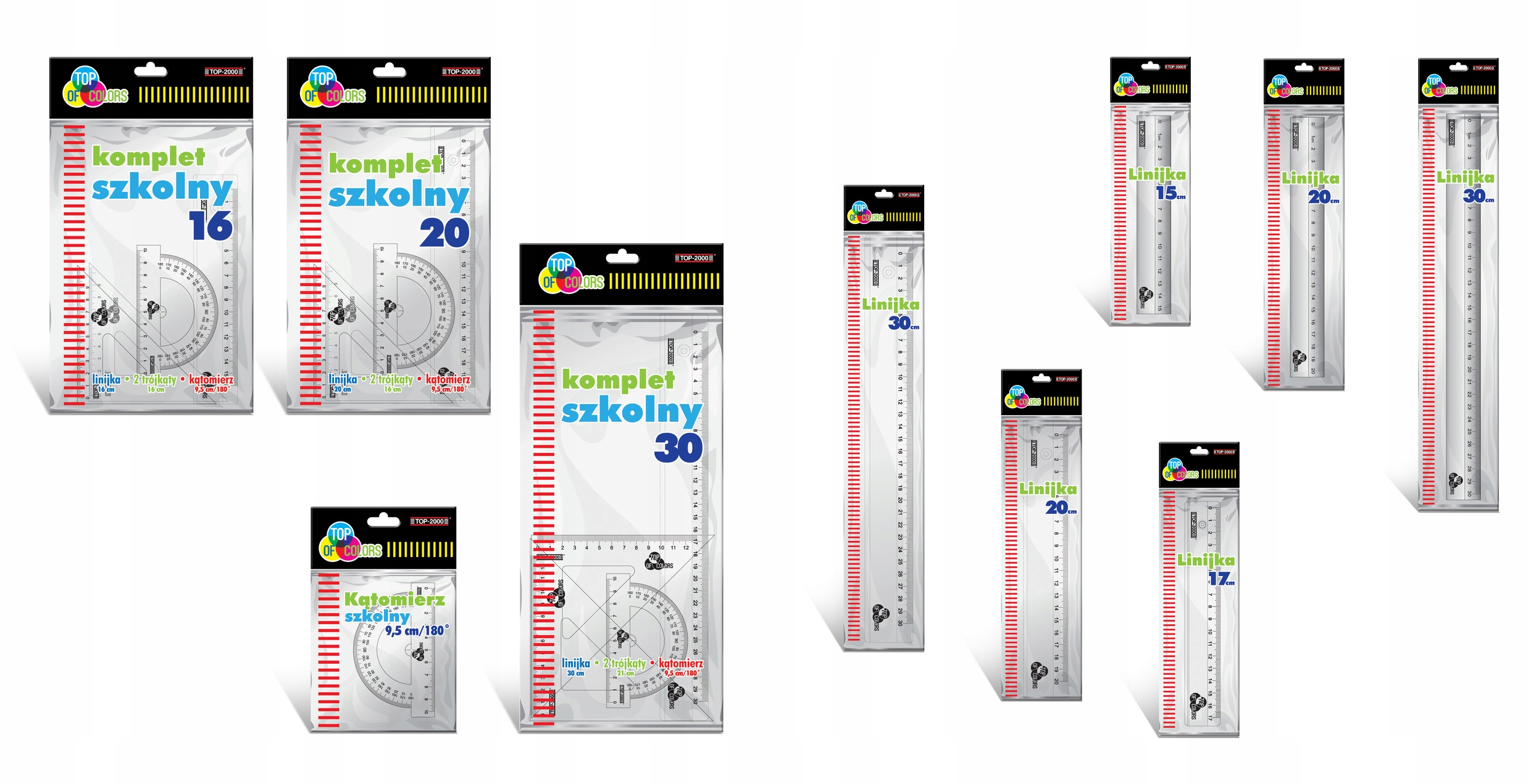 Komplet szkolny linijka ekierka kątomierz EAN (GTIN) 5901466217030