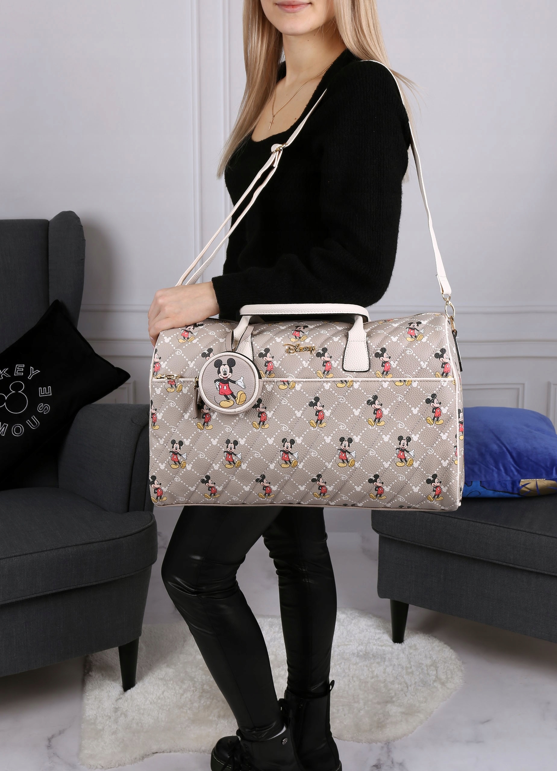 DISNEY Myszka Mickey Beżowa torba podróżna 45x22x27cm Kod producenta 9266501