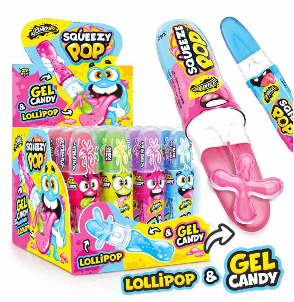 Levně Johny Bee Lízátko S Gelem Squeezy Pop (34 G) 24 Ks