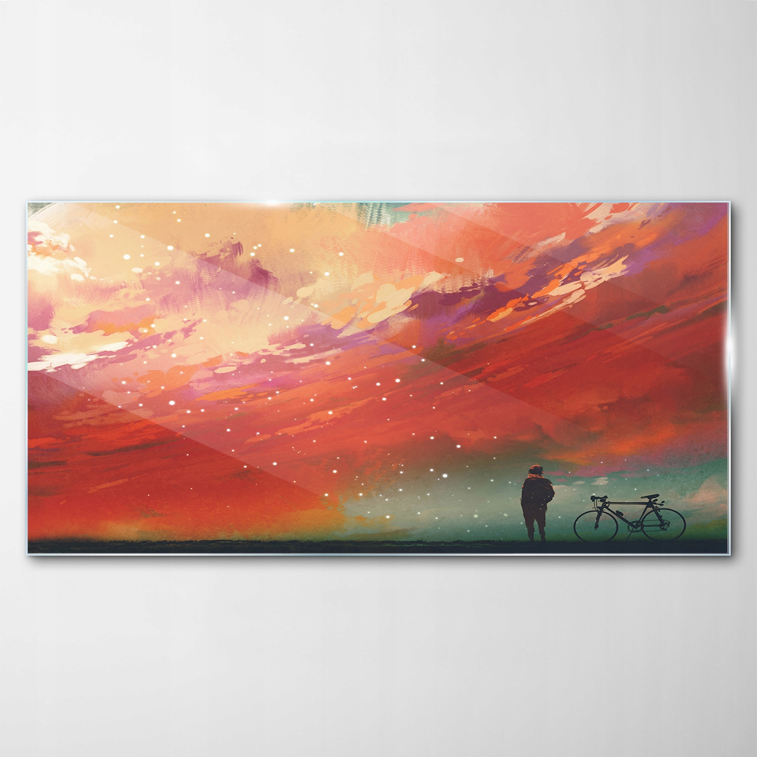 

Obraz na Szkle Dekor Człowiek Rower Chmury 120x60