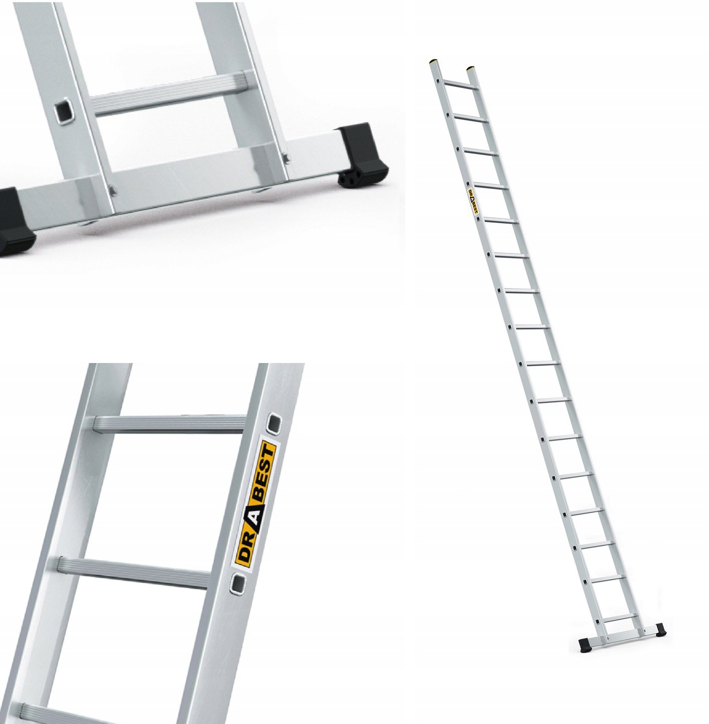 Žebřík 1x16, profesionální, 16 příček Drabest Hák