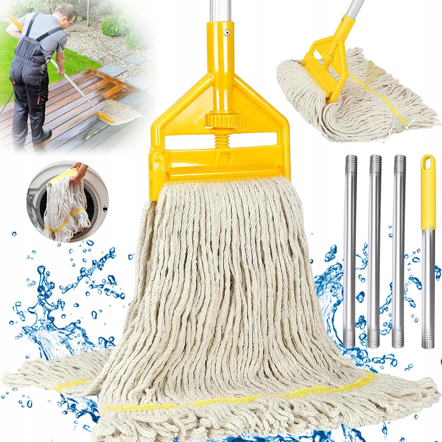 Levně Provázkový Mop Komplet, Rukojeť O Délce 147 CM, Opakovaně Použitelná, Savá