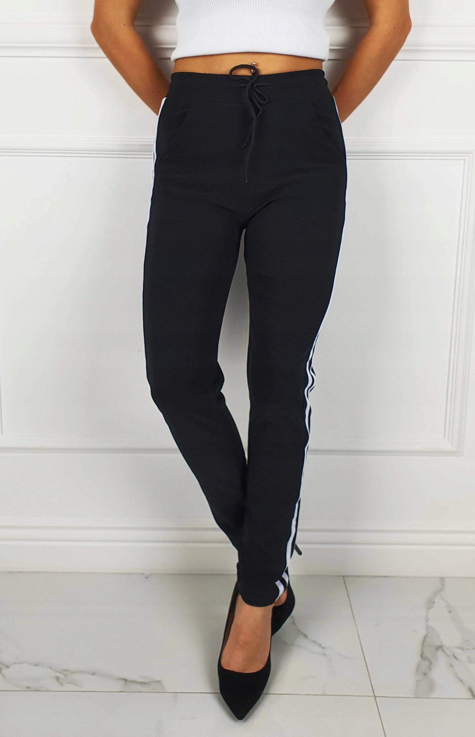 DAMSKIE SPODNIE DRESOWE DOPASOWANE LAMASY BLACK 2 Długość nogawki długa