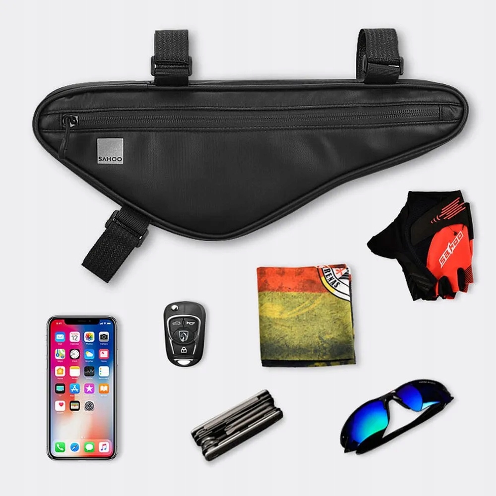 Pojemna Torba Rowerowa pod Ramę Wodoodporna Sakwa Cechy dodatkowe elementy odblaskowe uchwyt do transportu