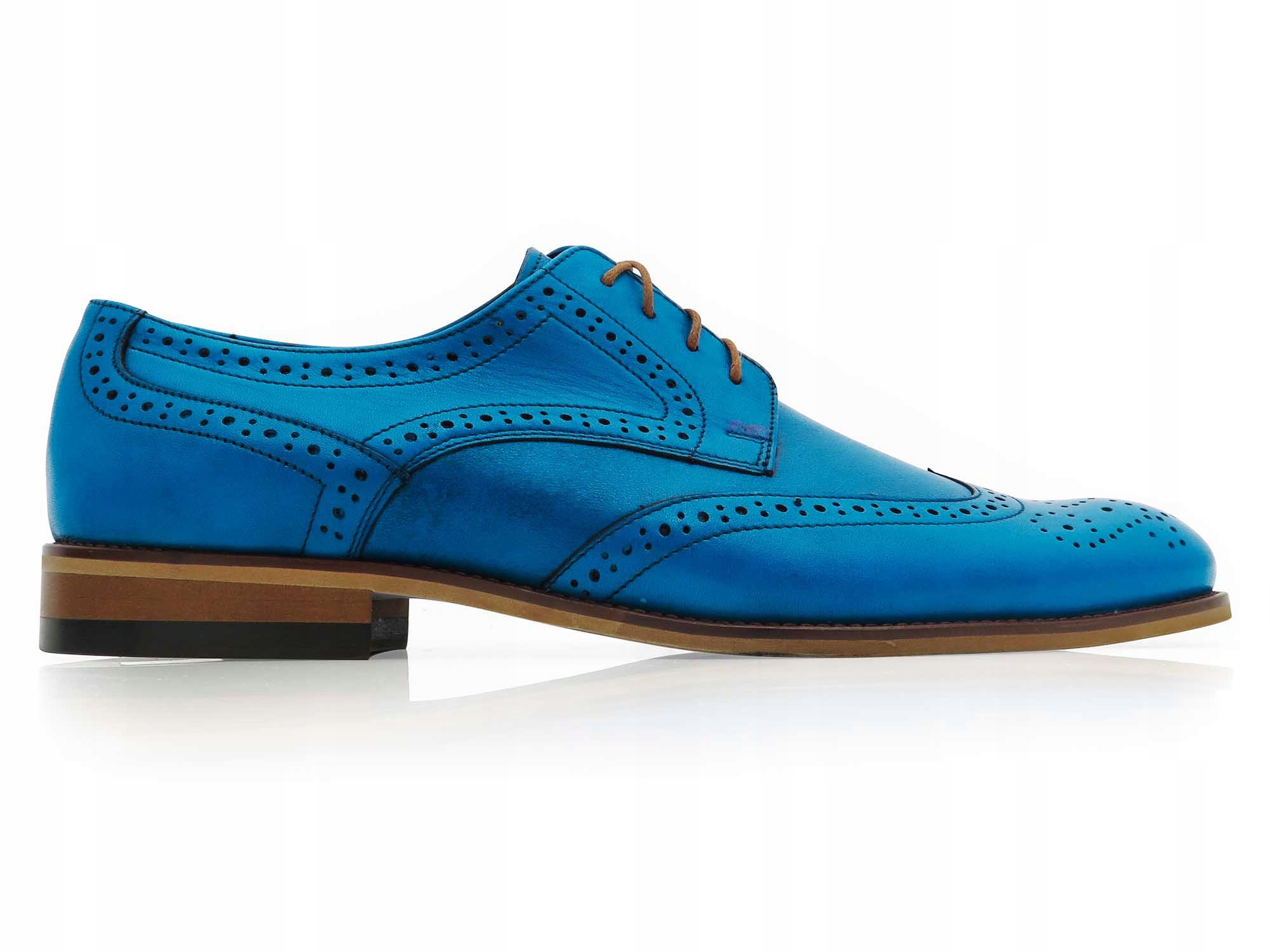 

Niebieskie męskie buty wizytowe - brogsy T155 40
