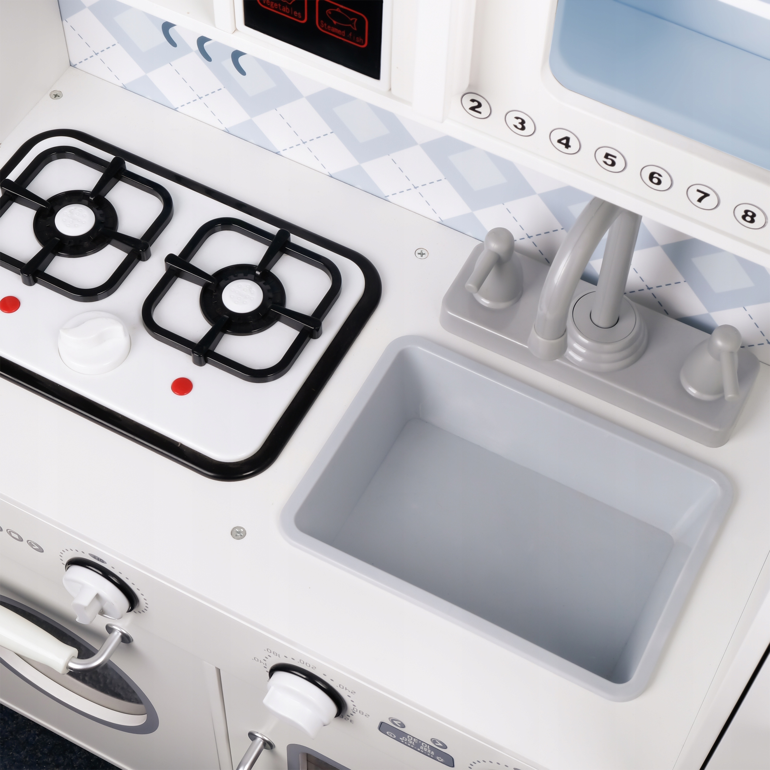 DUŻA INTERAKTYWNA KUCHNIA DREWNIANA DLA DZIECI ŚWIATŁO DŹWIĘK + AKCESORIA Marka Promis