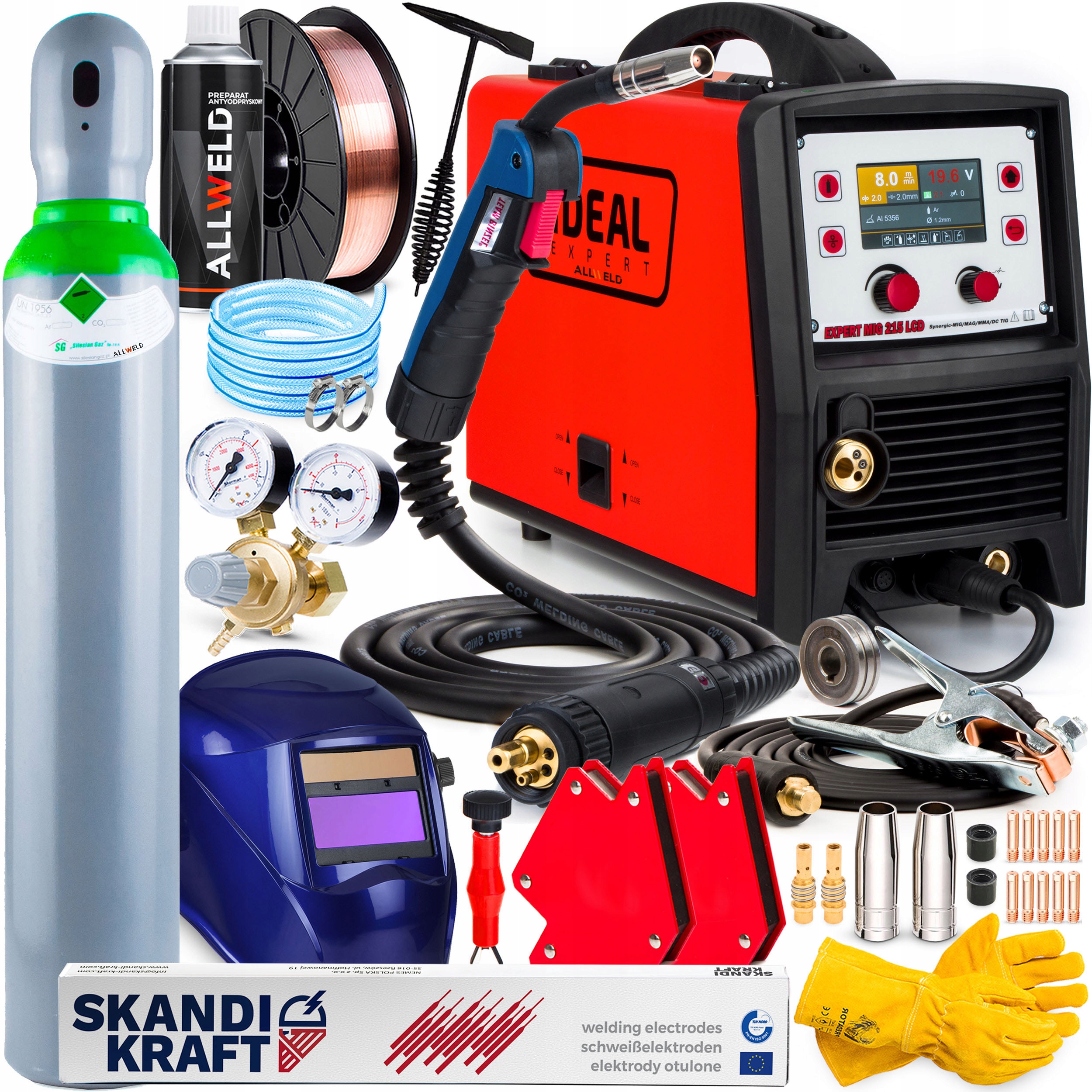 Svařovací Stroj Migomat Ideal Expert Mig 215 LCD Synergie Mma Tig 200A 230V Alu