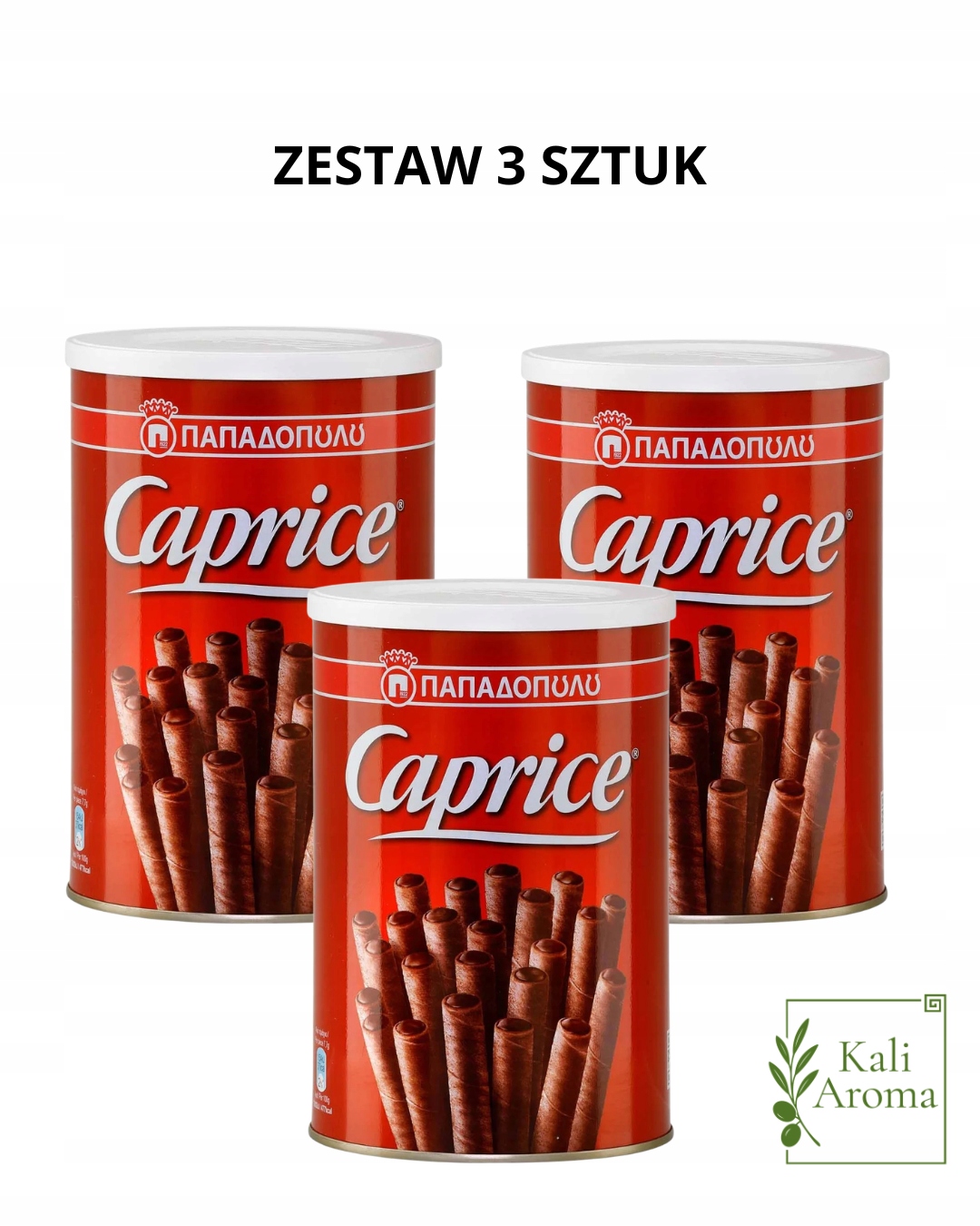 3 x Greckie Rurki Caprice orzech kakao Papadopoulos 400 g Trójpak