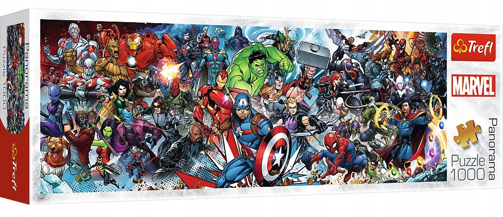 Puzzle Panoramiczne 1000 elementów Marvel 29047 Panorama Avengers Trefl-Zdjęcie-0