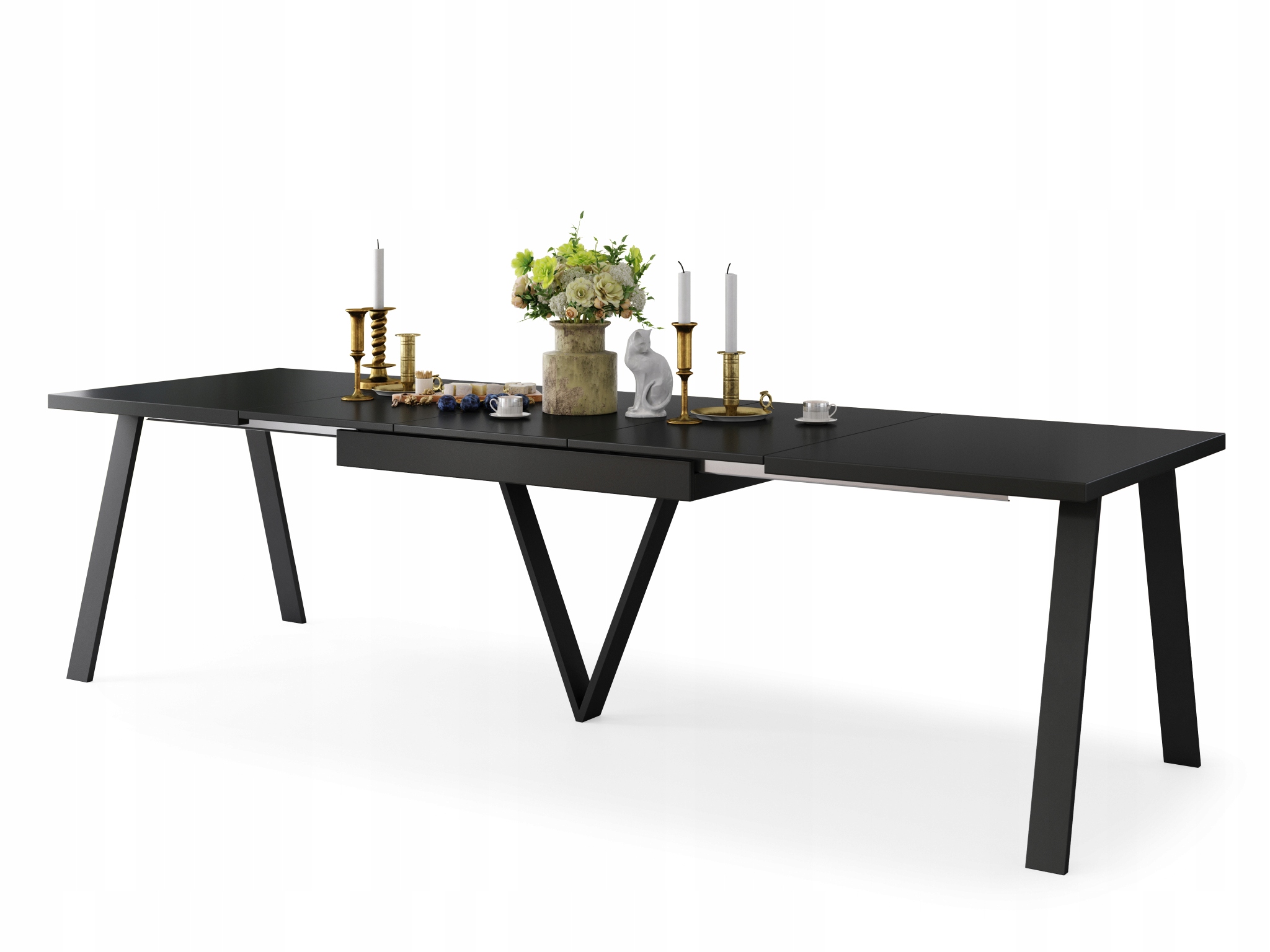 AVERY Czarny Mat | DUŻY STÓŁ LOFTOWY INDUSTRIALNY ROZKŁADANY DO 290 cm!