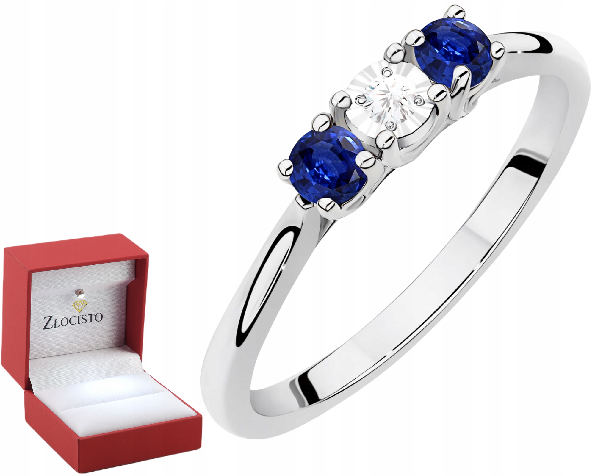 Prsten Kamien Přírodní Granátový Safír A Diamanty Brilianty 585