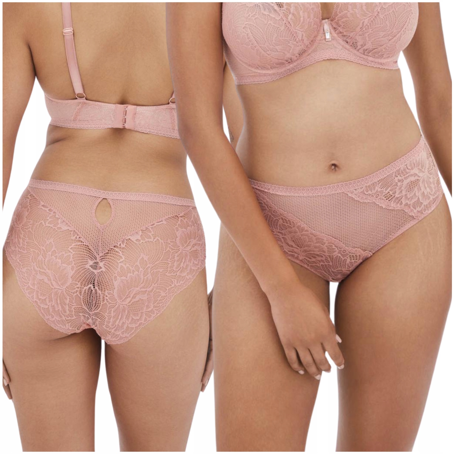 Kalhotky kalhotky klasické krajkové růžové Alles Nude Rose 42