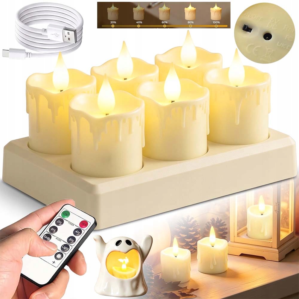Noční Lampa Led Světlo Svíčky Usb Nabíjení Stmívání Do Obývacího Pokoje Časovačem