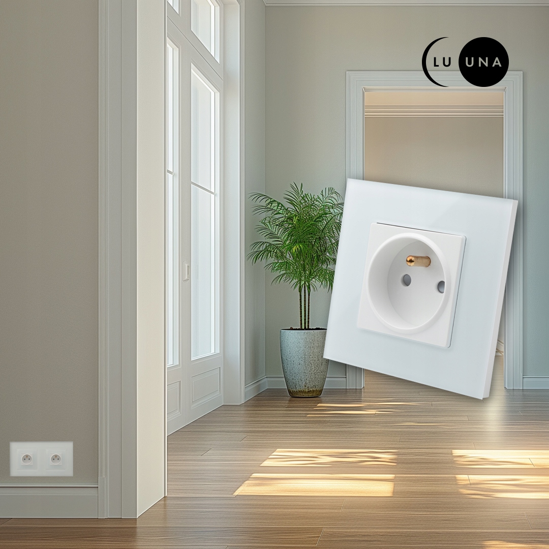 Ramka Trzykrotna Potrójna Biała Szklana do Modułów i Wkładów LUUNA Informacje o bezpieczeństwie CE