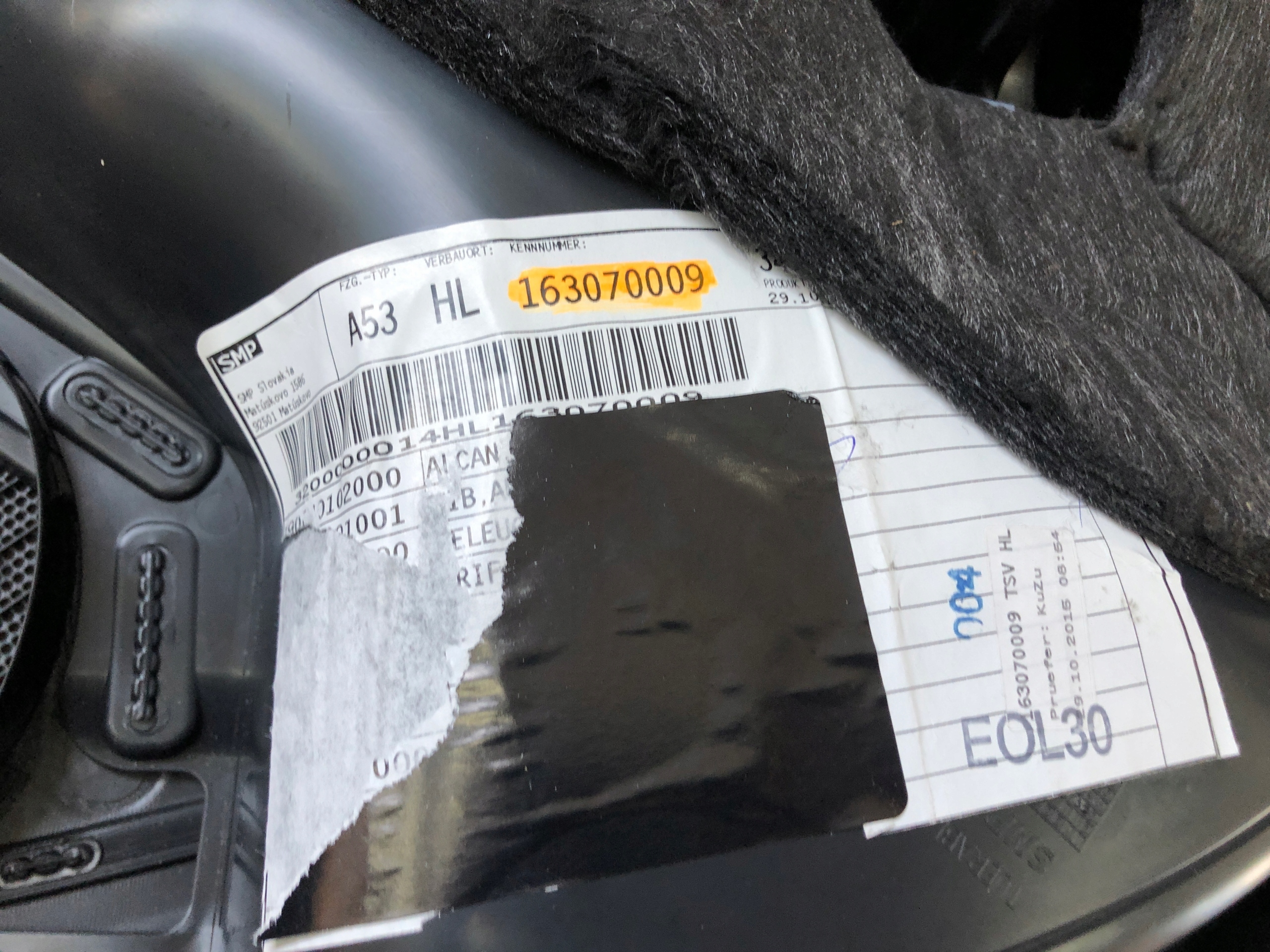 AUDI A3 8V side door left rear part ALCANTARA