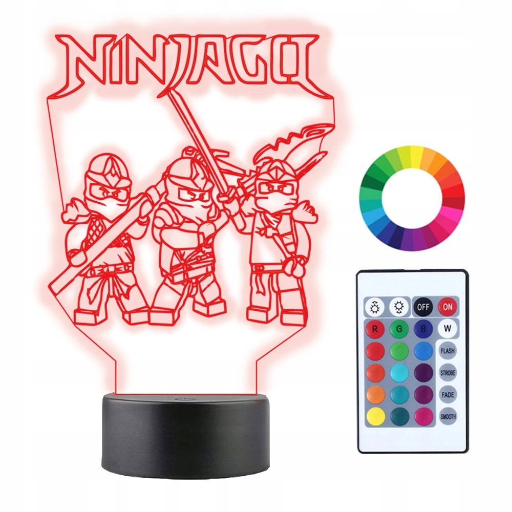 

Lampka Nocna 3D Led Lego Ninjago Imię Grawer