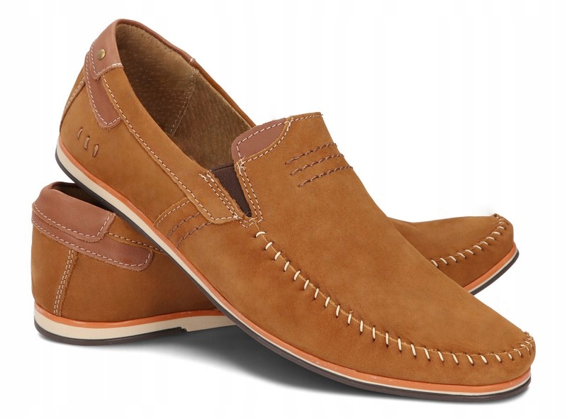 

Mokasyny Buty Męskie Casual Skóra 876R Camel 42